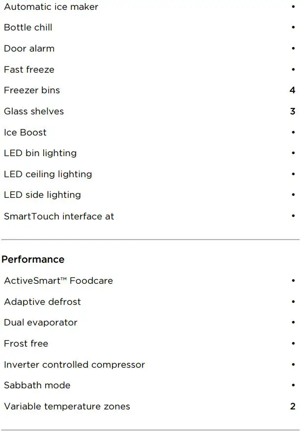 FISHER PAYKEL RS1884FLJ1 18 Inch Ice Integrated Column Freezer User Guide - SPECIFICATIONS