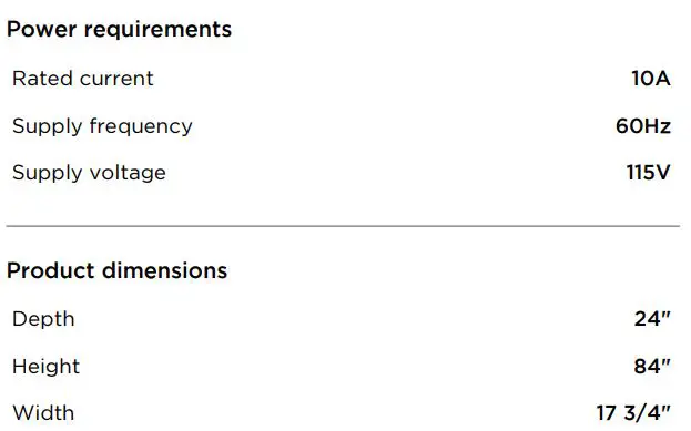 FISHER PAYKEL RS1884FLJ1 18 Inch Ice Integrated Column Freezer User Guide - SPECIFICATIONS