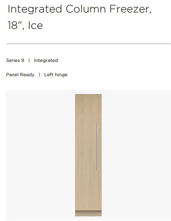 FISHER PAYKEL RS1884FLJ1 18 Inch Ice Integrated Column Freezer User Guide