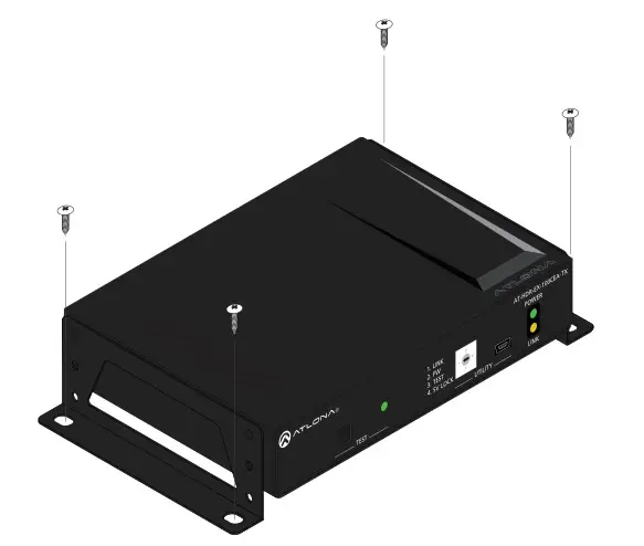 ATLONA AT-HDR-EX-100CEA-KIT 4K HDR HDMI over 100 M HDBaseT TX RX with Ethernet - Mount the unit using the oval-shaped holes, on each mounting bracket
