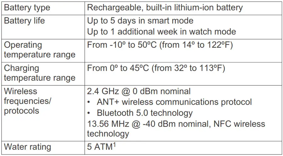 garmin-v-vomove-3-3s-smartwatch Specifications