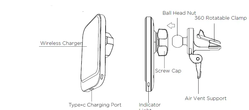 Shenzhen Caibo Technology MG6 Wireless Car Charger 1