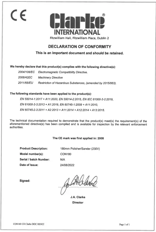 Clarke CON180 180mm Sander or Polisher - uk 2