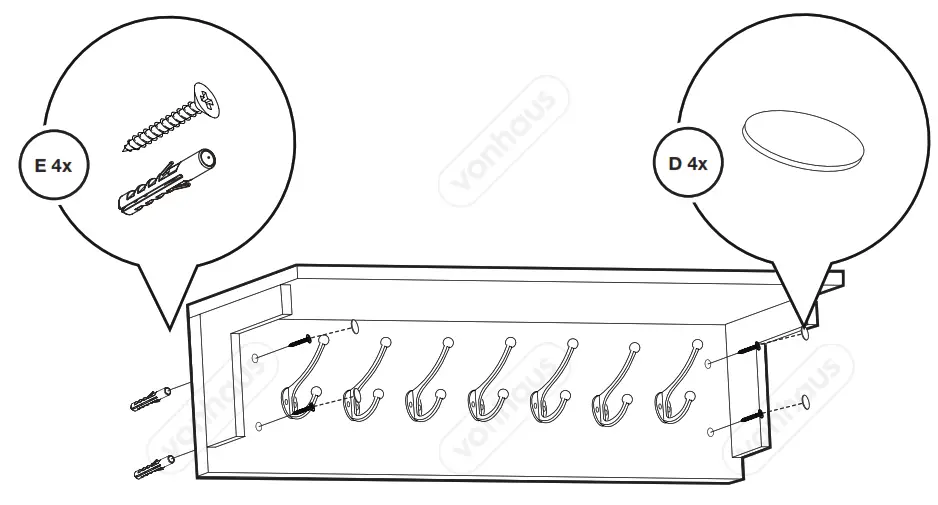 vonhaus 3000217 Grey and Ash Coat Hooks & Shelf Unit - fig11
