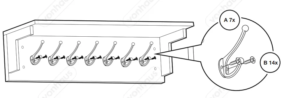 vonhaus 3000217 Grey and Ash Coat Hooks & Shelf Unit - fig4