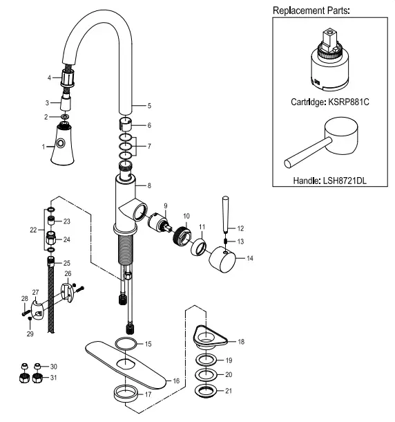 Kingston Brass LS8727DL Single Handle Pull Down Sprayer Kitchen Faucet in Polis - Fig 9