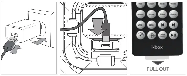 i box Astral Galaxy Projector with Wireless Speaker - powering