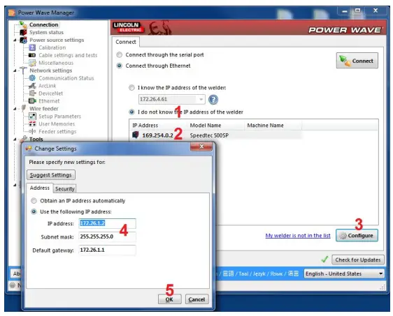 LINCOLN ELECTRIC 400SP Electric Speedtec -Dynamic IP Addresses
