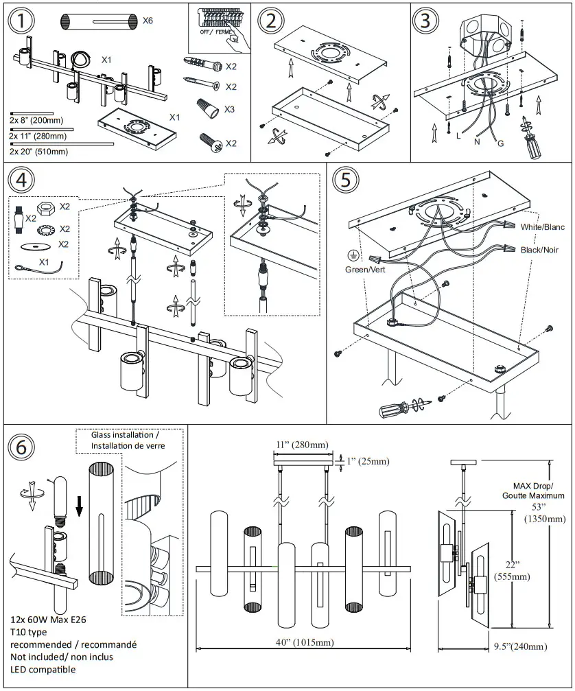 Dainolite SAM 4012HC 12 Light 40 Inch Wide Linear Chandelier - Figure 1