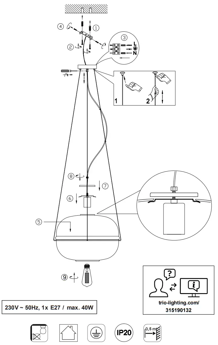 TRIO 315190132 Pendant Luminaire