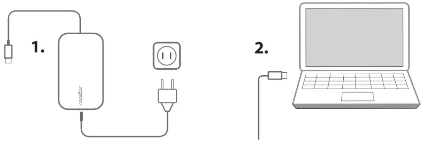 rocstor Y10A272-B1 45W Smart USB-C Slim Power Adapter - charges its battery
