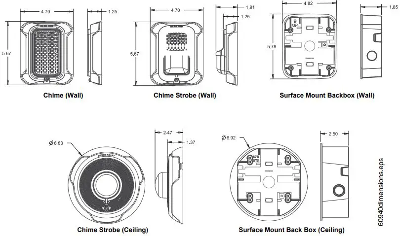 NOTIFIER CHSCRL Selectable Output Chimes and Chime or Strobes-FIG3