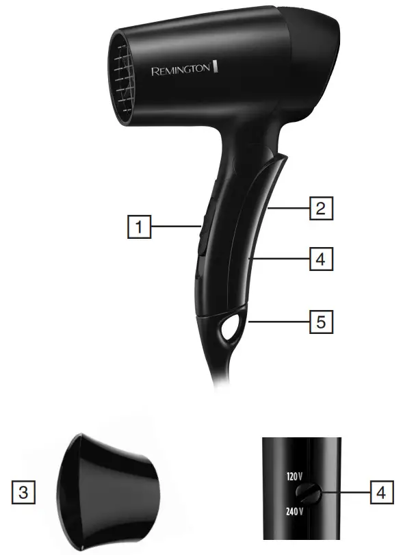 REMINGTON D2400 1400W Travel Dryer - 1