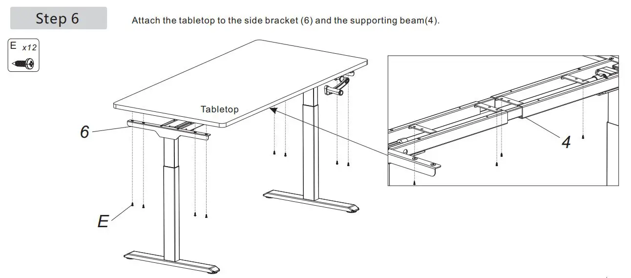 euroseats BUR.SLI Crank adjustable sit-stand frame 75 Installation Guide - Installation Step 6