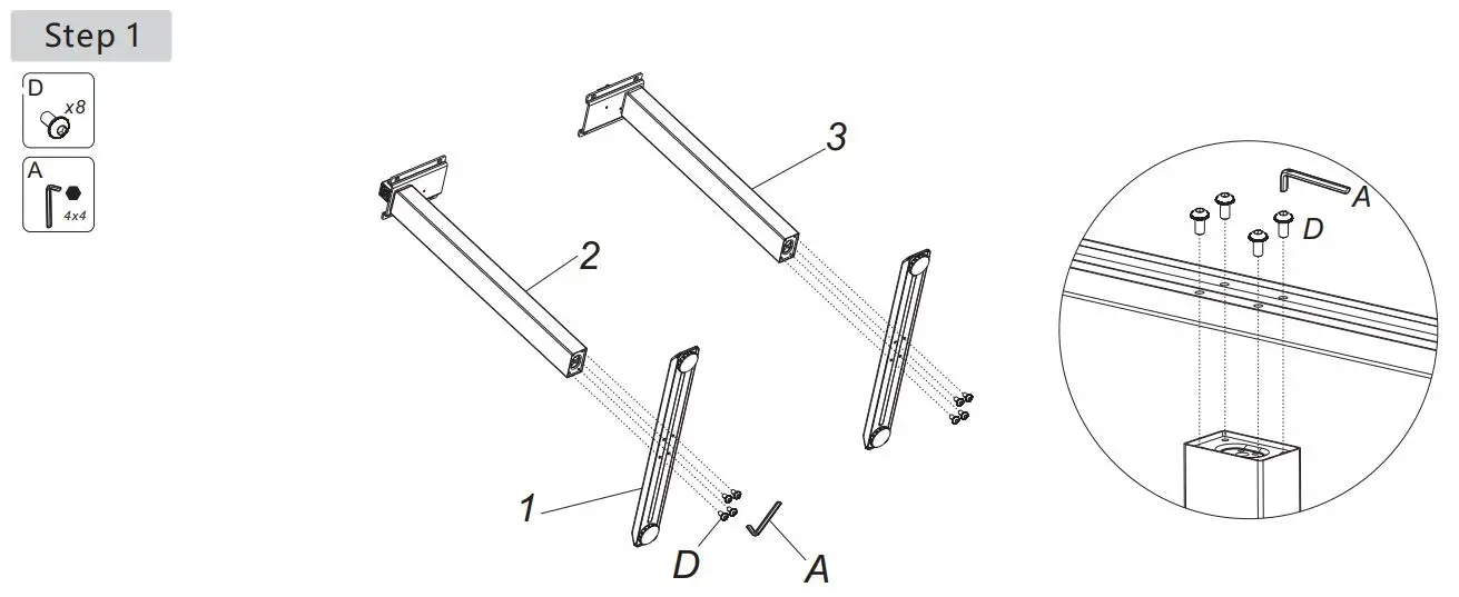euroseats BUR.SLI Crank adjustable sit-stand frame 75 Installation Guide - Installation Step 1