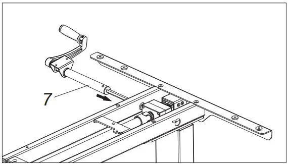 euroseats BUR.SLI Crank adjustable sit-stand frame 75 Installation Guide - Installed the handle on the left side of the table