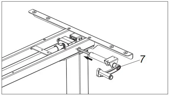 euroseats BUR.SLI Crank adjustable sit-stand frame 75 Installation Guide - Installed the handle on the right side of the table
