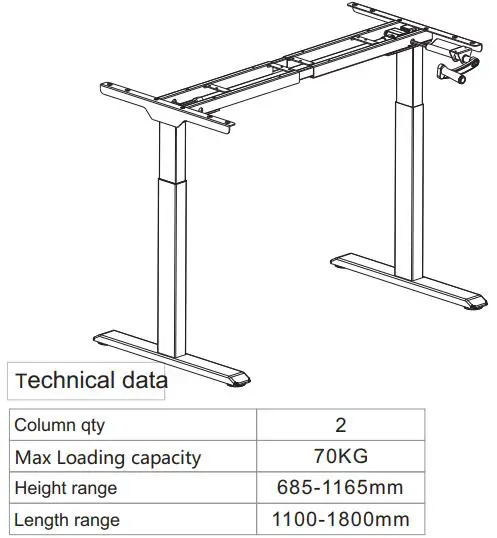 euroseats BUR.SLI Crank adjustable sit-stand frame 75 Installation Guide - Technical data