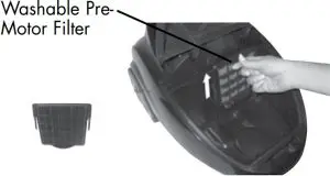 Cleaning pre-motor filter instructions