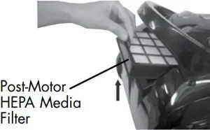 Replacing post-motor HEPA media filter instructions