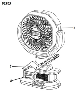 RYOBI 18 VOLT 4 in CLAMP FAN PCF02 - cabezal