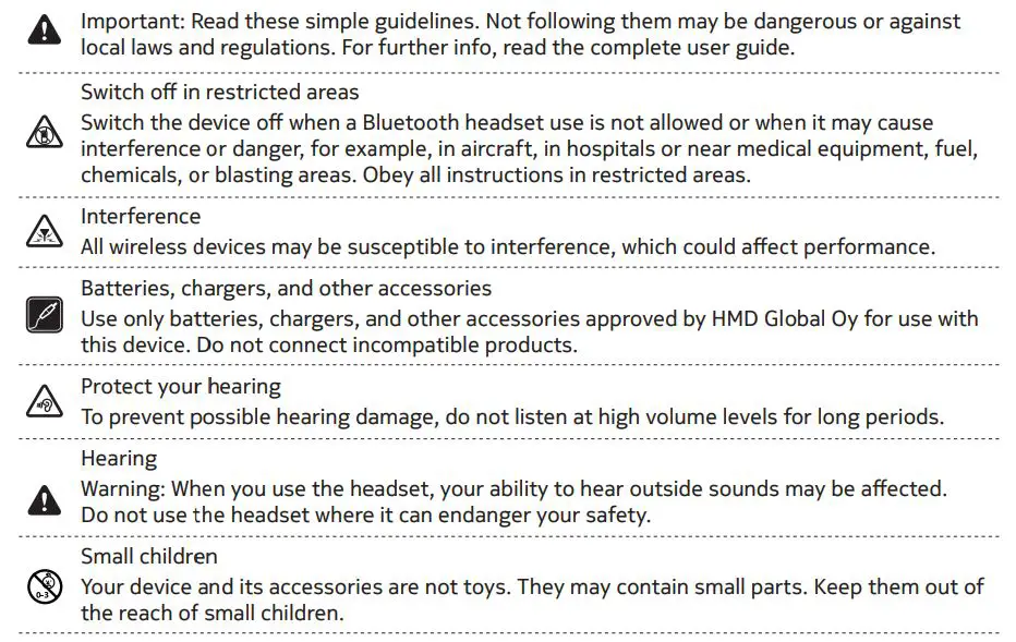 NOKIA TWS-201 Go Earbuds+ User Manual - For your safety