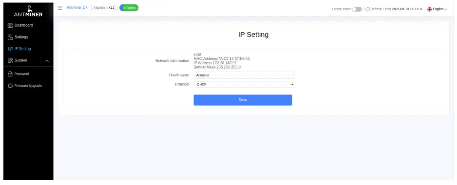 BITMAIN D7 1286GH S Antminer Server- DNS Server