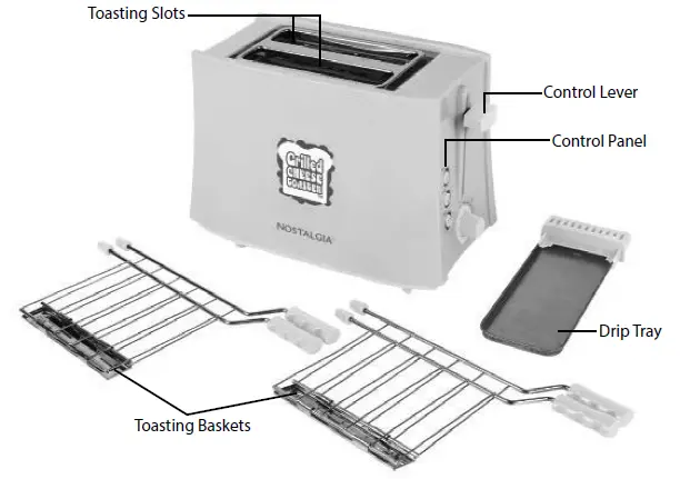 NOSTALGIA HDT900RD Grilled Cheese Sandwich Toaster FIG 1