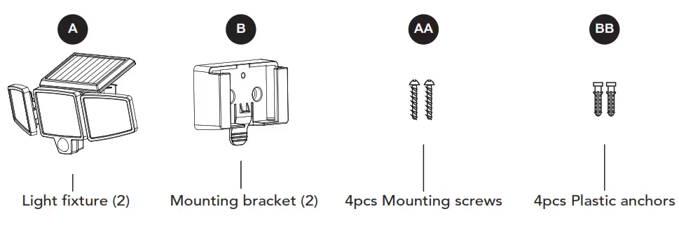home zone ES06573G Solar Triple Head Security Lights 2 Pack - fig