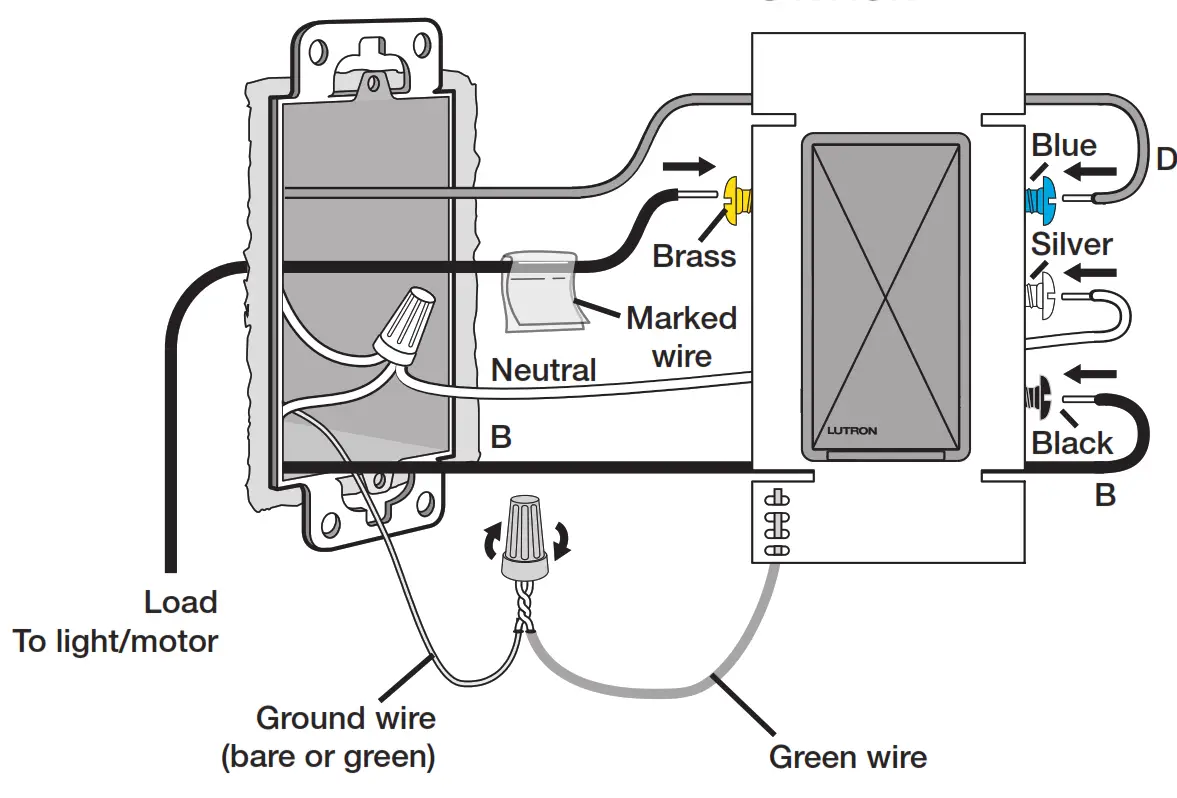 LUTRON RRD 6CL WH 120 VOLT AC AT 50 60 HZ Dimmer Switch - Green wire