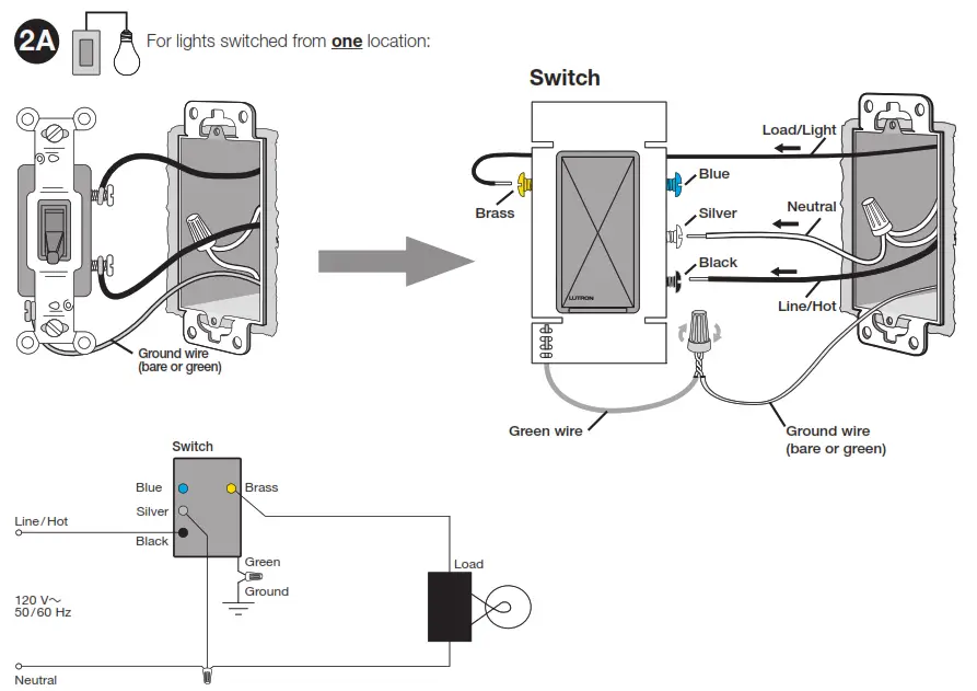 LUTRON RRD 6CL WH 120 VOLT AC AT 50 60 HZ Dimmer Switch - switched