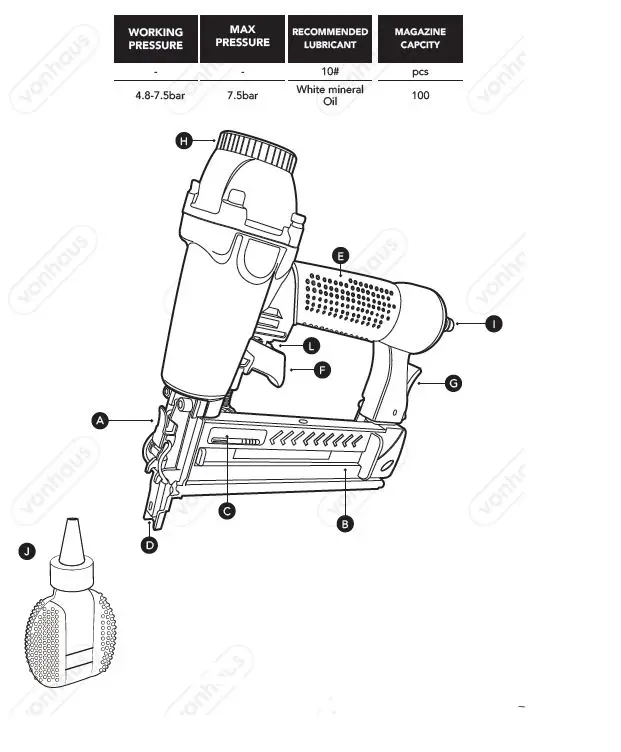 VonHaus 3500127 2 In 1 Air Stapler fig 4