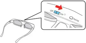 Fig 14 Slide the power switch on your 3D glasses