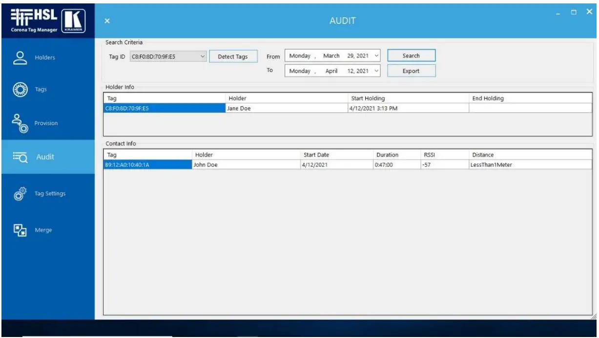 KRAMER Corona Tag Contact Tracker Kit - app