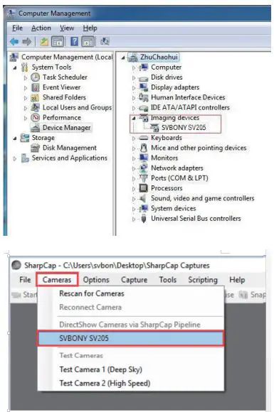 SVBONY Electronic Eyepiece Telescope Camera User Manual - Check the SV205 in the computer device manager
