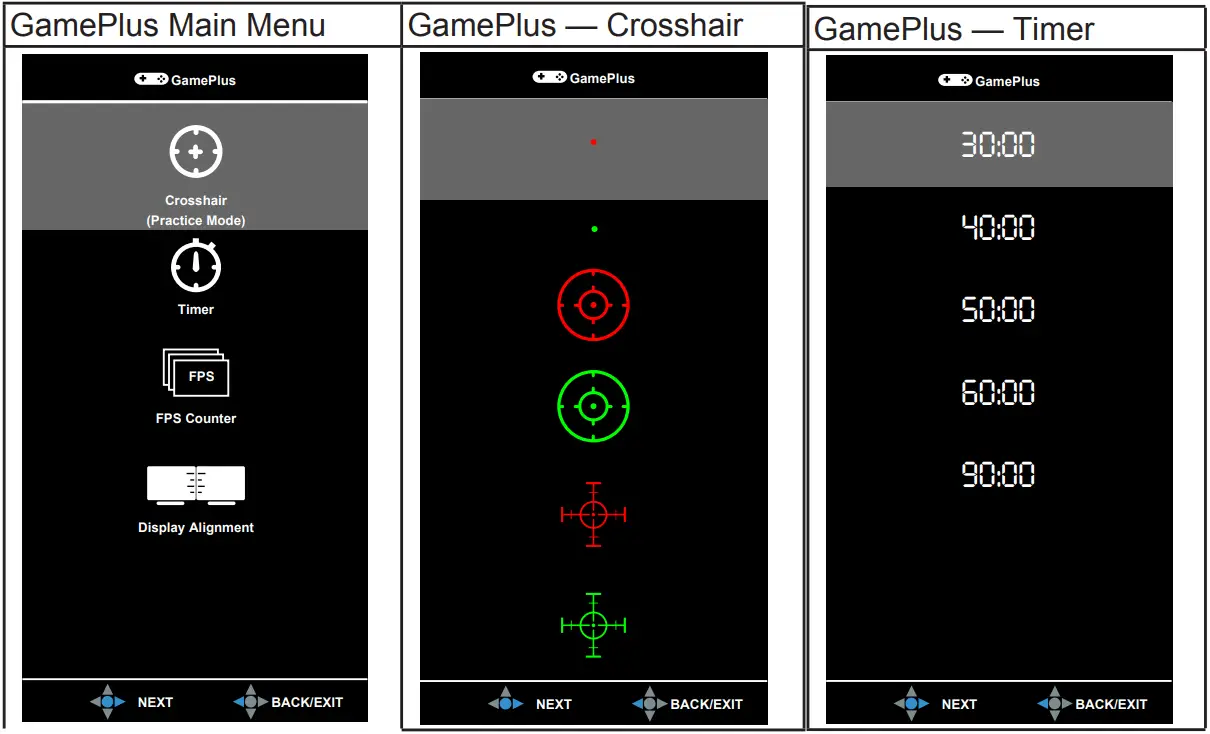 ASUS VP32A LCD Monitor 3.1.2.1 GamePlus Function