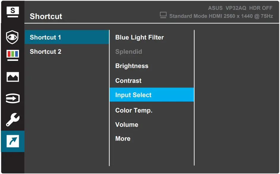 ASUS VP32A LCD Monitor 7. Shortcut A