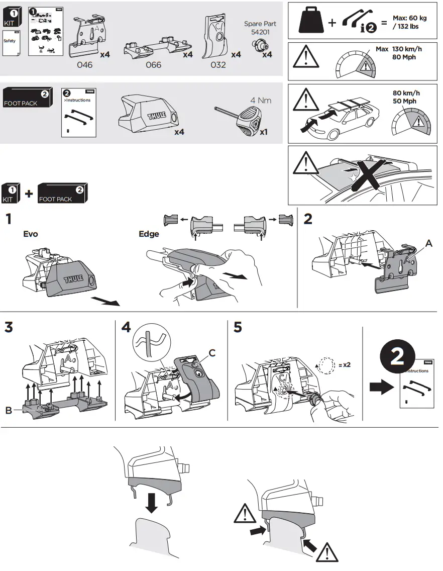THULE 186145 Evo Flush Roof Bar Fitting Kit