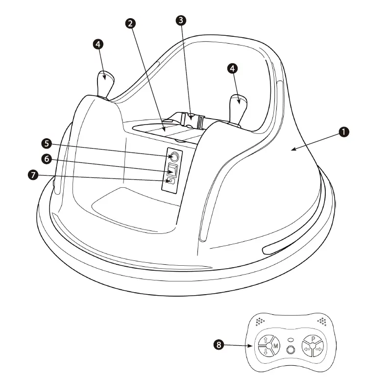 kidzone-060-ROT-06-6V-Ride-on-Bumper-Car-360-Rotation-FIG-2