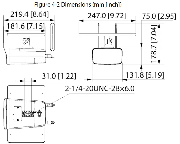 dahua IPC HFW2431DG 4G SPEAU B Bullet Network Camera Dimensions