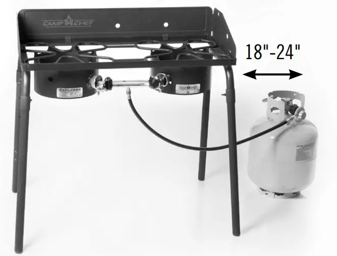 CAMP CHEF Single and Multiple Burner Outdoor LP Cooke - WARNING Hose is a trip hazard.r