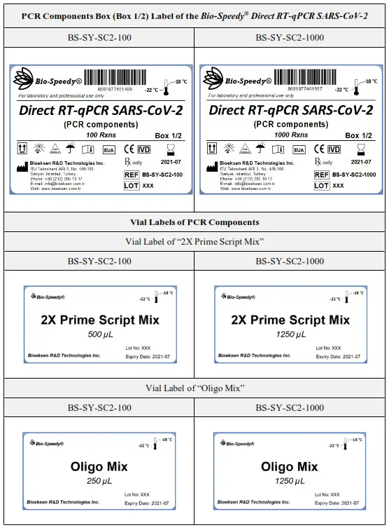 bioeksen Bio-Speedy Direct RT - LABELS