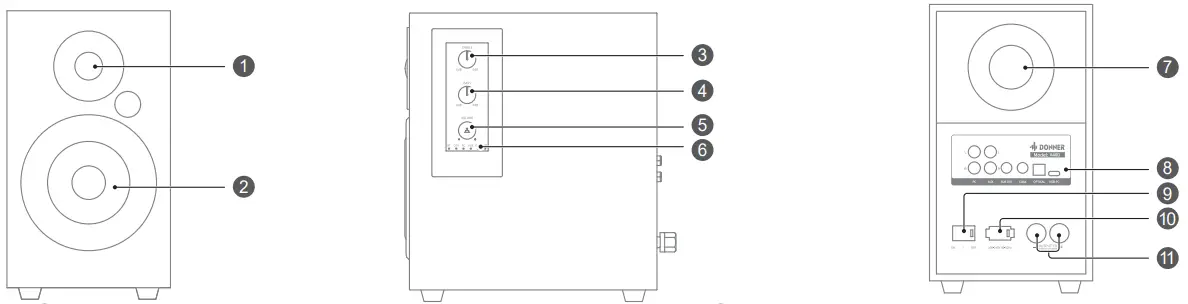 DONNER A40,A40D Bookshelf Speakers Overview