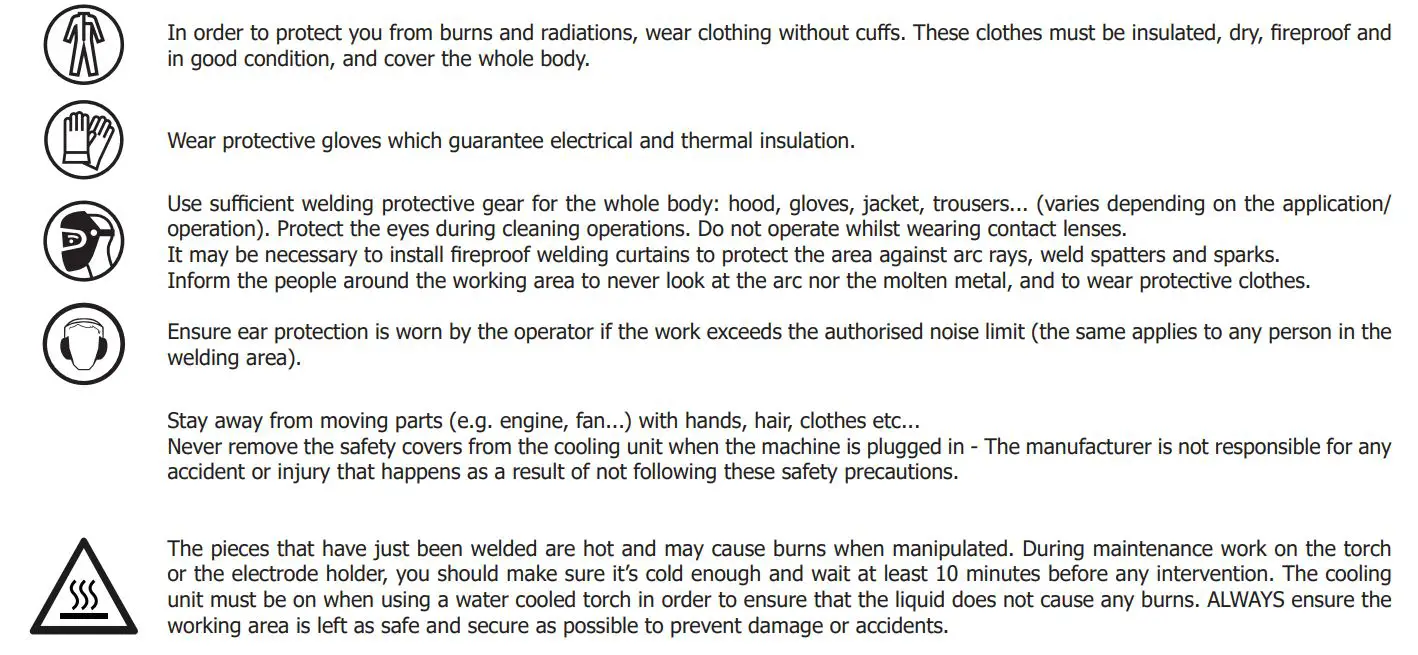M1 GYS AUTO Single Phase Mig Mag Welder Machine User Manual - PROTECTION OF THE INDIVIDUALS