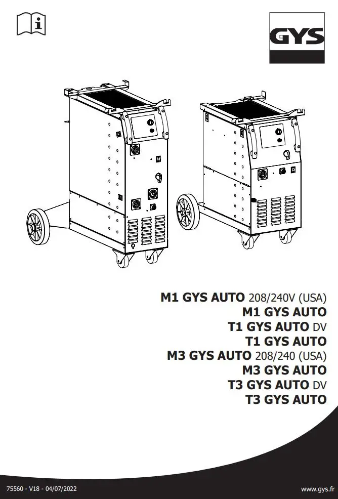 M1 GYS AUTO Single Phase Mig Mag Welder Machine User Manual