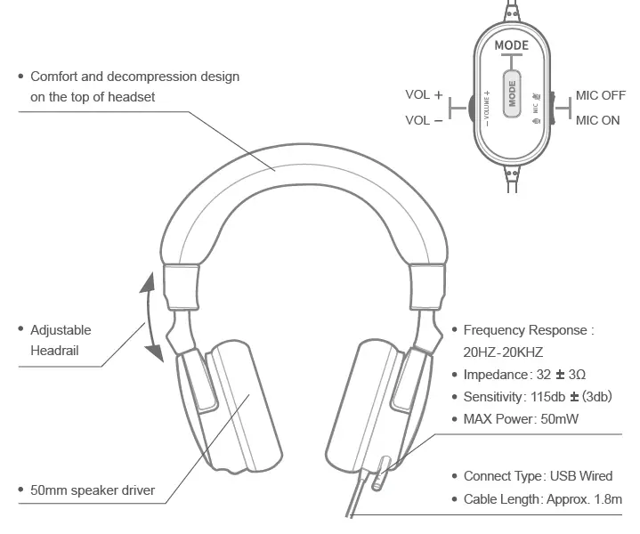 PXN U306 Wired Gaming Headset 1