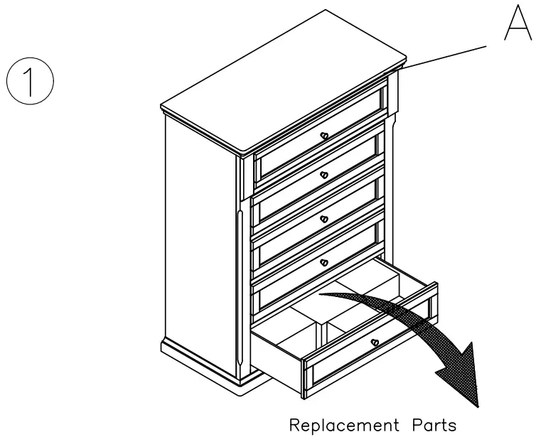 ASHLEY B733-45 Lettner 5 Drawer Youth Chest of Drawers - Fig 2