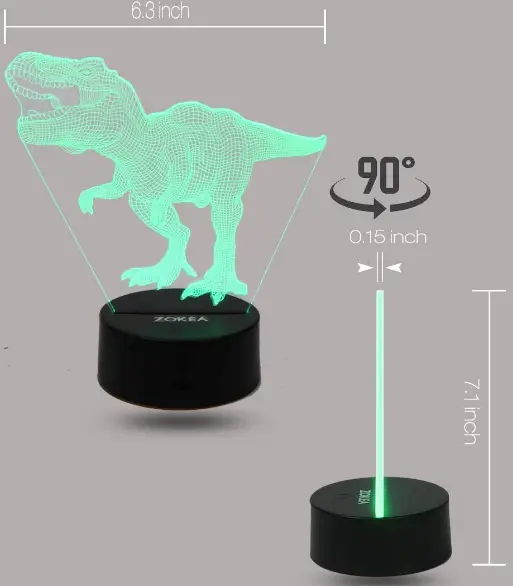 ZOKEA-PT8inch-Dinosaur-Toys-T-Rex-3D-Night-Light-fig-1
