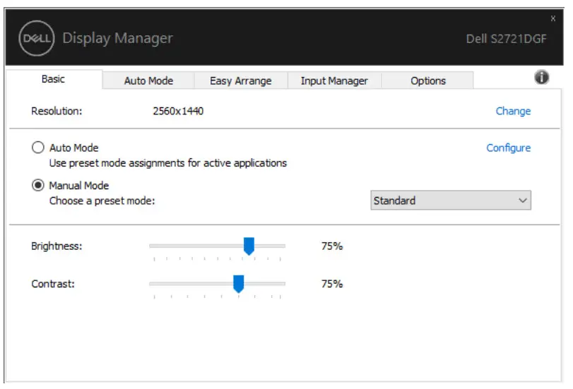 DELL 27 Gaming Monitor S2721DGF- Manual Mode 2