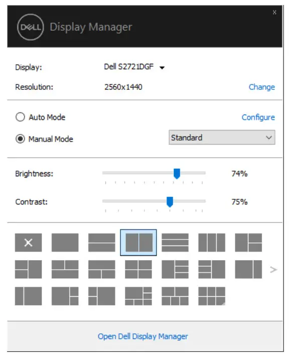 DELL 27 Gaming Monitor S2721DGF- Manual Mode